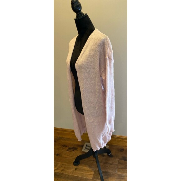 Cardigan Soft Pink Open Women Long Stylish Ribbed Bottom Soft Casual Soft Knit - Picture 2 of 9